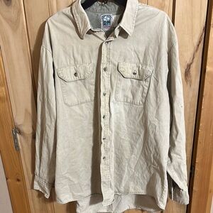 Vintage Keystone Casuals Men’s Khaki Button-Up Shirt